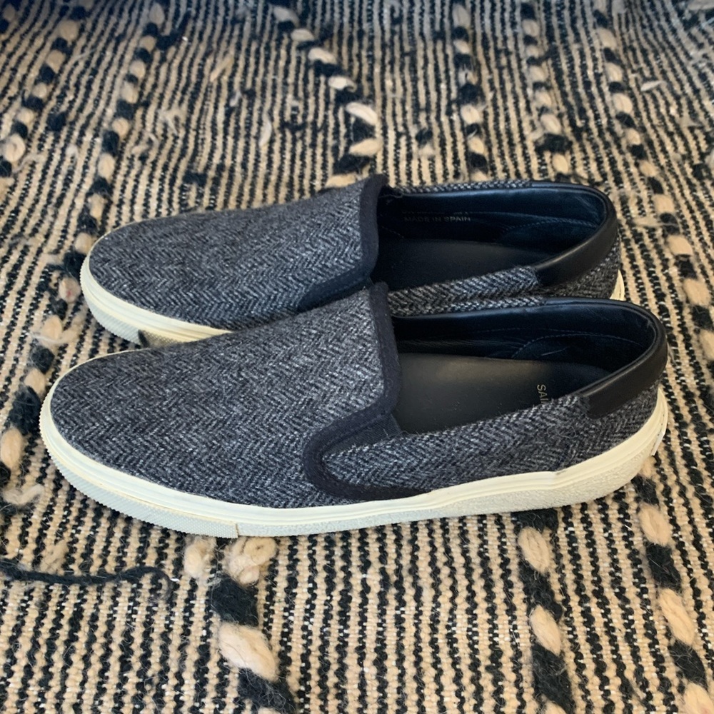 Saint Laurent Wool Herringbone Slip-on Sneakers - Picture 3 of 6